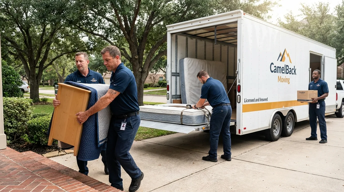 Crew loading residential truck for cross-state move from McComb, MS